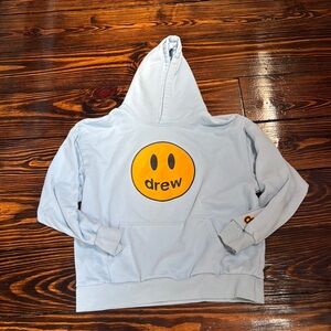 Drew House Sky Blue Hoodie with Yellow Smiley